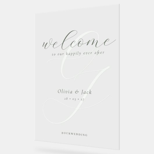Elegante Welcome Calligraphy Wedding Acrylschild (Winkel)