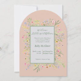 Elegante Welcome Little Wildblume Baby Dusche Einladung