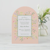 Elegante Welcome Little Wildblume Baby Dusche Einladung (Stehend Vorderseite)