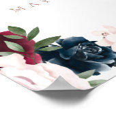 Elegante Welcome Rose Gold Burgund & Navy Florals Poster (Ecke)