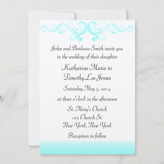 Elegante Wellen Hochzeit Einladung (Vorderseite)