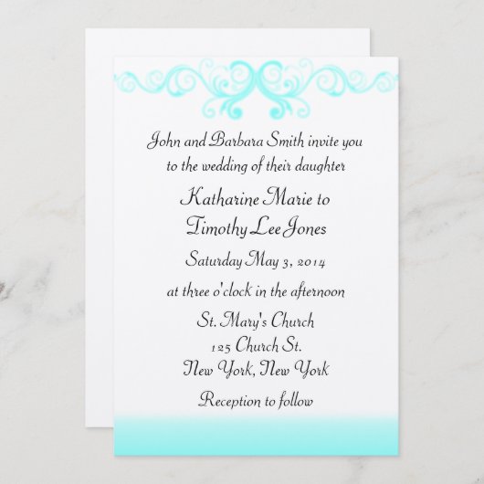 Elegante Wellen Hochzeit Einladung (Vorne/Hinten)