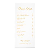 Elegante Wellness-Center- und Salonpreisliste Werbekarte (Hinten)