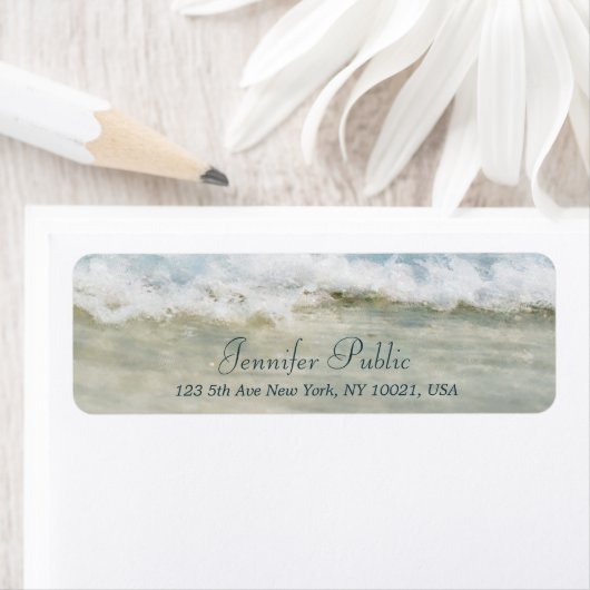 Elegante Wellness Waves Handschrift Rücksendeadres (Insitu)