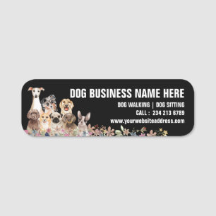 Elegante Welpen Florale Botanische Hunde Pflege Namensschild