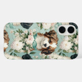 Elegante Welpen und Blumendruck Case-Mate iPhone Hülle (Rückseite (Horizontal))