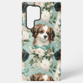 Elegante Welpen und Blumendruck Samsung Galaxy Hülle (Rückseite)