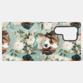 Elegante Welpen und Blumendruck Samsung Galaxy Hülle (Rückseite (Horizontal))