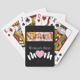 Elegante Welt Beste Mama Süßes Herz 3 Foto Spielkarten