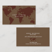 elegante Weltkarte auf braun Visitenkarte (Vorne/Hinten)