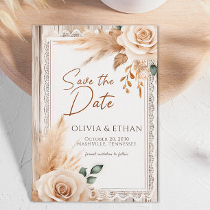 Elegante westliche rustikale Hochzeit mit Blumen Save The Date