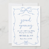 Elegante Whimsical Bows Blue Business Opening Even Einladung (Vorderseite)