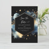 Elegante Whimsical Celestial Wedding Save The Date (Stehend Vorderseite)