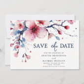 Elegante Whimsical Cherry Blossom Hochzeit Save The Date (Vorderseite)
