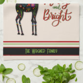 Elegante Whimsical Christmas Rentier Personalisier Geschirrtuch (Gefaltet)