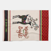 Elegante Whimsical Christmas Rentier Personalisier Geschirrtuch (Horizontal)