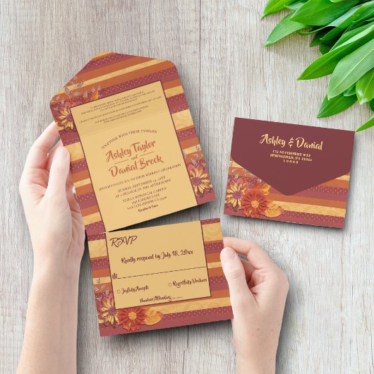 Elegante Whimsical Classy Luxury Floral Wedding All In One Einladung