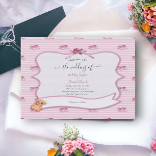 Elegante Whimsical Dekorative Pink Moderne Hochzei Einladung
