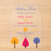 Elegante Whimsical farbenfrohe rustikale Hochzeit Acryleinladungen (Vorderseite)