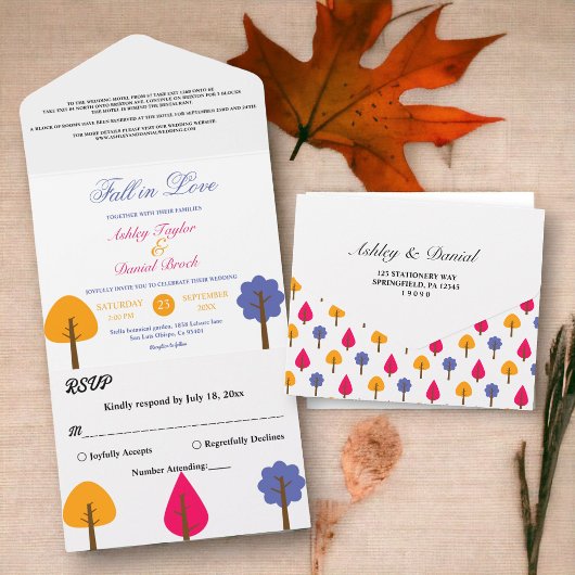 Elegante Whimsical farbenfrohe rustikale Hochzeit All In One Einladung