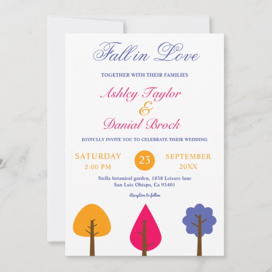 Elegante Whimsical farbenfrohe rustikale Hochzeit Einladung (Vorderseite)