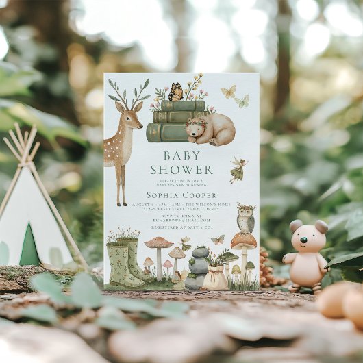 Elegante Whimsical Forest Animals Baby Shower Einladung