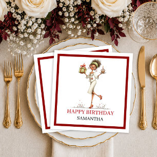 Elegante Whimsical Frau Tiefrotes Schrift Serviett Serviette