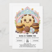 Elegante Whimsical Happy Cookies Geburtstag Einladung (Vorne/Hinten)