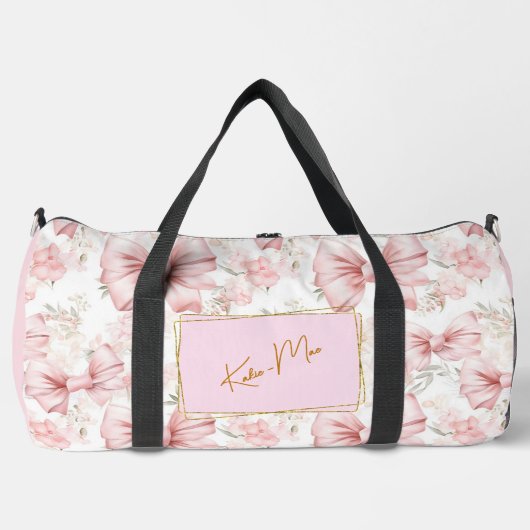 Elegante Whimsical Personalisiert Coquette Bow Lar Duffle Bag (Vorderseite)