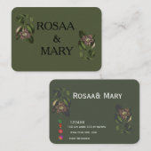 Elegante Whimsical Pink & Green Business Card Visitenkarte (Vorne/Hinten)