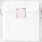 Elegante Whimsical Spring Flowers Hochzeit Quadratischer Aufkleber (Tasche)