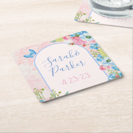 Elegante Whimsical Spring Flowers Hochzeit Rechteckiger Pappuntersetzer