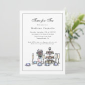 Elegante Whimsical Time for Tea Baby Shower Einladung (Stehend Vorderseite)