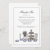 Elegante Whimsical Time for Tea Baby Shower Einladung (Vorne/Hinten)