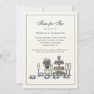 Elegante Whimsical Time for Tea Baby Shower Einladung