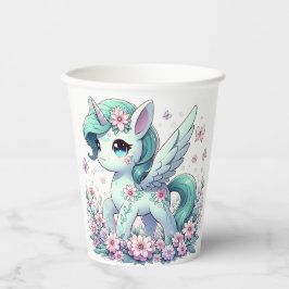 Elegante Whimsical Unicorn Babydusche Pappbecher