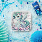 Elegante Whimsical Unicorn Babydusche Pappteller (Party)