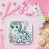 Elegante Whimsical Unicorn Babydusche Pappteller (Party)