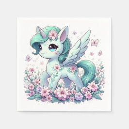 Elegante Whimsical Unicorn Babydusche Serviette