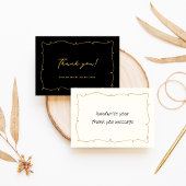 Elegante Whimsical Vintag Black Gold Beige Hochzei Dankeskarte
