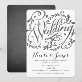 Elegante Whimsical Vintag Lettering Chalk Wedding Einladung