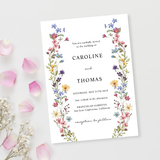 Elegante Whimsical Wildblume Garden Wedding Einladung