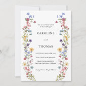 Elegante Whimsical Wildblume Garden Wedding Einladung (Vorderseite)