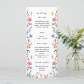 Elegante Whimsical Wildblume Garden Wedding Menükarte (Stehend Vorderseite)