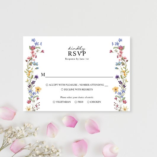 Elegante Whimsical Wildblume Garden Wedding RSVP Karte
