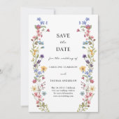 Elegante Whimsical Wildblume Garden Wedding Save The Date (Vorderseite)