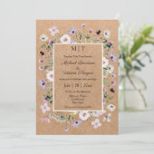 elegante whimsical Wildblumen kraftehe Einladung (Stehend Vorderseite)