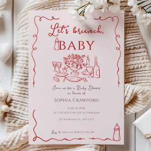 Elegante whimsische Doodle Let's Brunch Baby Showe Einladung