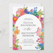 Elegante Whimsy Bold Floral Watercolor Wedding Einladung (Vorderseite)