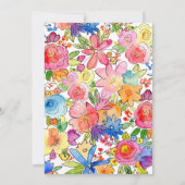 Elegante Whimsy Bold Floral Watercolor Wedding Einladung (Rückseite)